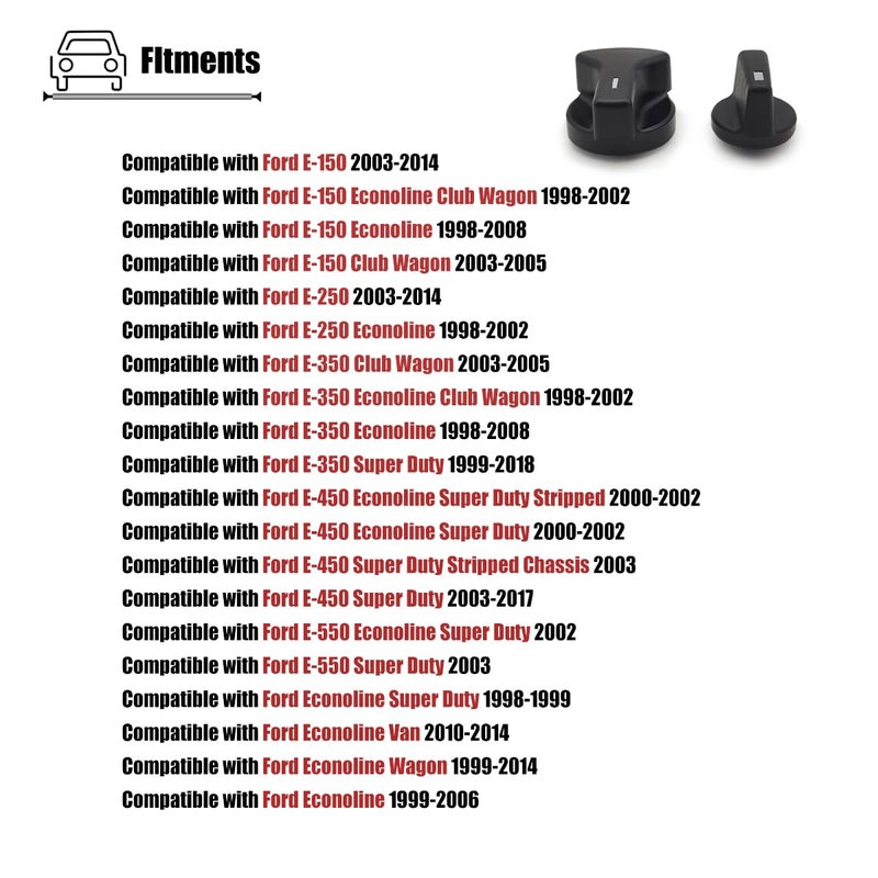 LXROAR01 2PCS AC Heater Control Knobs Compatible with Ford E150 E250 E350 E450 E550 Super Duty 1998-2017, Blower Fan Knobs for F8UZ-18513-AA - Image 3